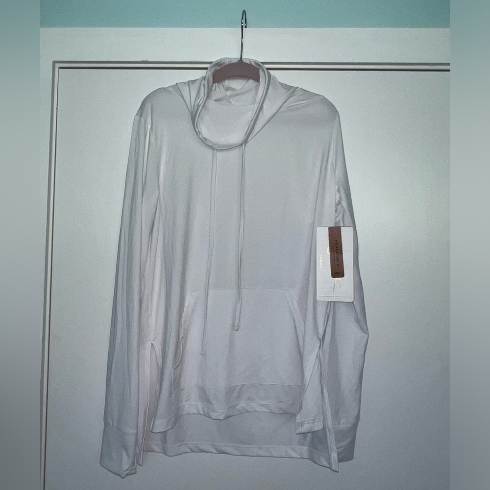 NWT Nordstrom X By GOTTEX long sleeve shirt top white Peach Skin XS